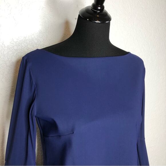 Chiara Boni dark blue oversized bell sleeve boatneck dress size 48 or Large - Picture 2 of 15